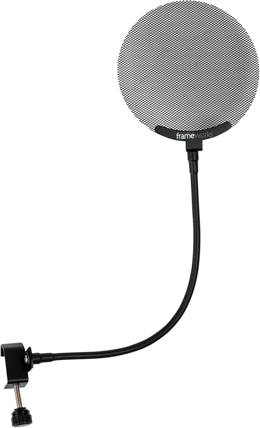 Metal Pop Filter with 12.4" Gooseneck (GFW-POPFILTER-MTL) | Great for Podcasting, Broadcasting, Content Creation, Angled Slats Divert Air for Cleaner Vocal Sound, Fits Stands up to 18Mm