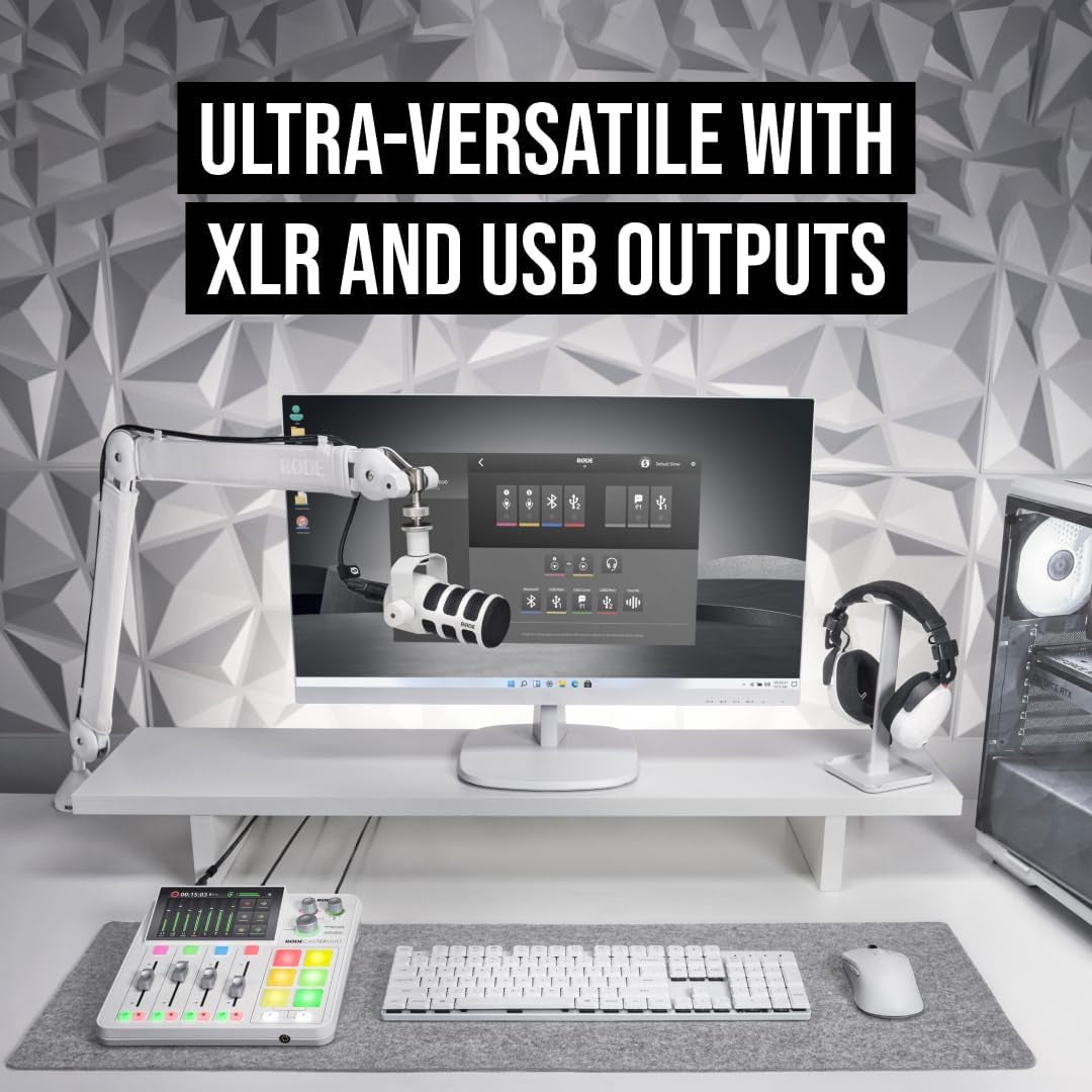 RØDE Podmic USB Dynamic Broadcast Microphone with XLR and USB Connectivity for Podcasting, Streaming and Content Creation (White) | XLR and USB Connectivity for Podcasting, Streaming and Content Creation White