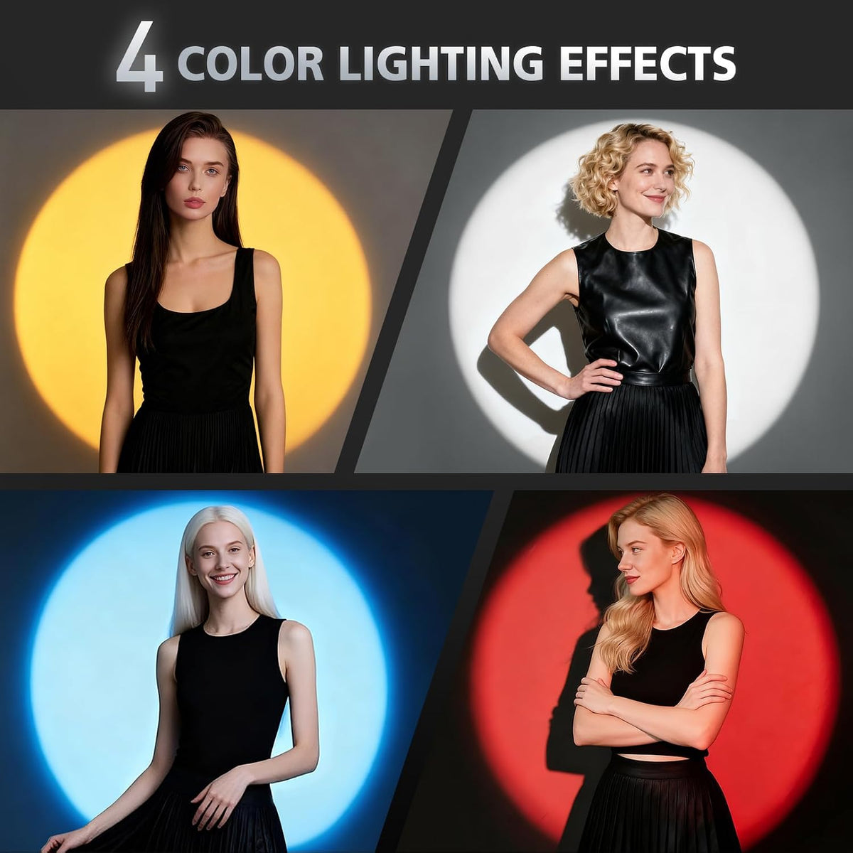 RGB Photography Flashlight, 4 Colors/20 Filters/10W RGB Flashlight | Portable LED Video Aluminum Sunset Light for Photo, Studio Lighting, USB
