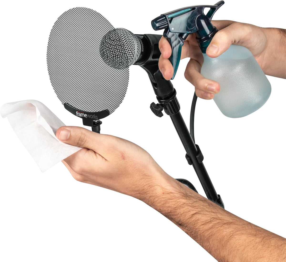 Metal Pop Filter with 12.4" Gooseneck (GFW-POPFILTER-MTL) | Great for Podcasting, Broadcasting, Content Creation, Angled Slats Divert Air for Cleaner Vocal Sound, Fits Stands up to 18Mm