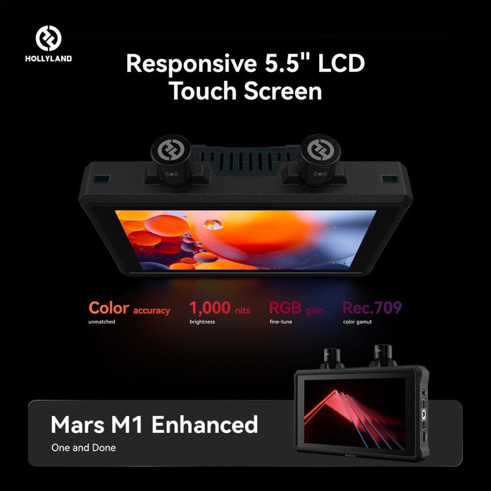 Mars M1 Enhanced 5.5 Inch Wireless Transmitter & Receiver Video Monitor + Mars 4K Transmission Kit, 450Ft Range, 4K30 Monitoring for Filmmaking and Content Creation (Bundle)