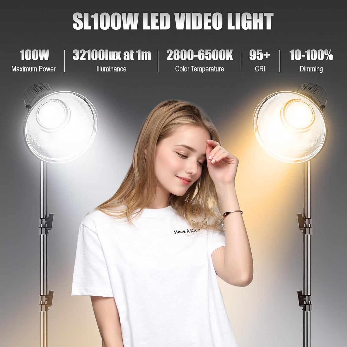 100W Bi-Color COB Photography Lighting Kit - Professional Studio Video Light with Softbox & Remote, 2800K-6500K, 32000 Lux for Portrait, Live Streaming, Content Creation