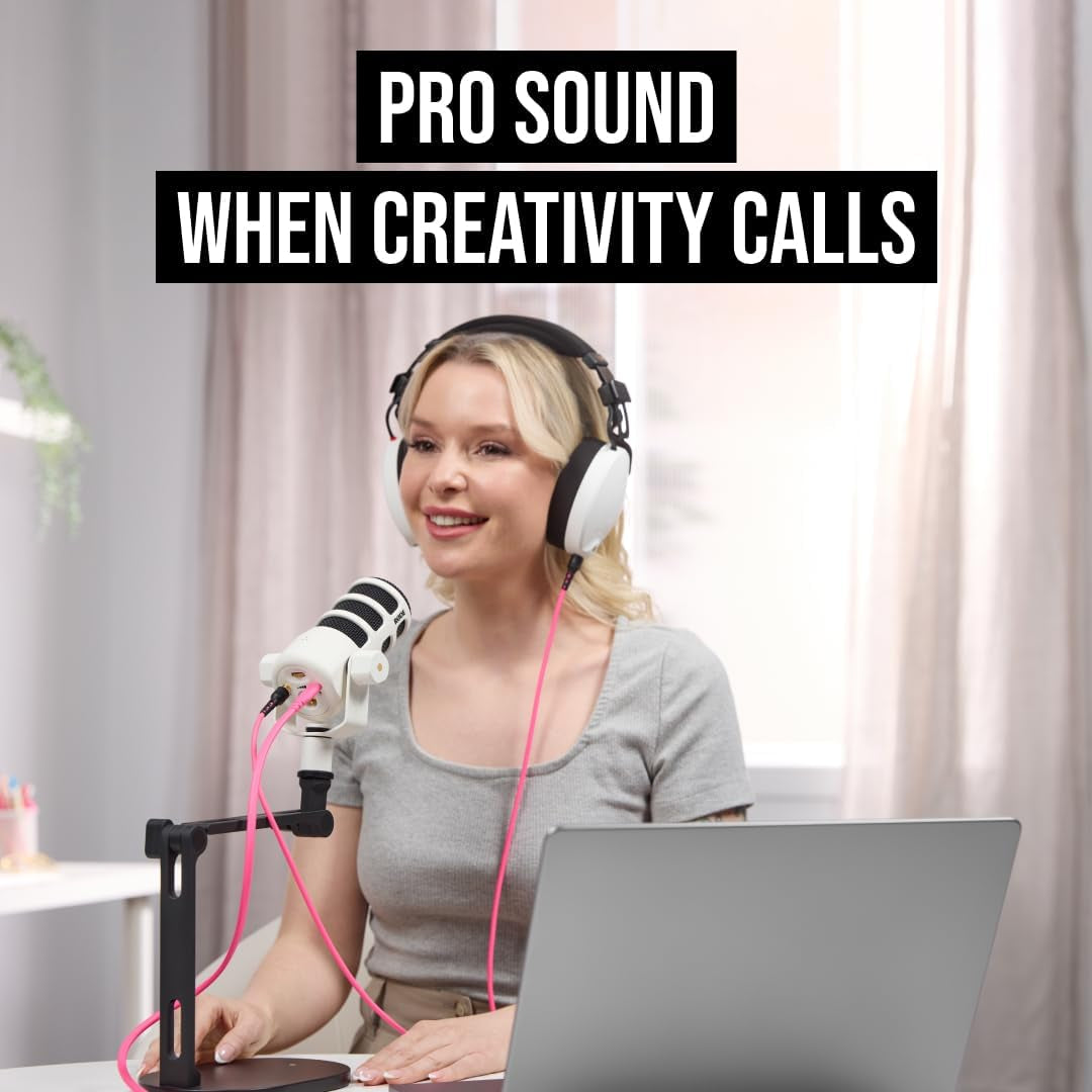 RØDE Podmic USB Dynamic Broadcast Microphone with XLR and USB Connectivity for Podcasting, Streaming and Content Creation (White) | XLR and USB Connectivity for Podcasting, Streaming and Content Creation White