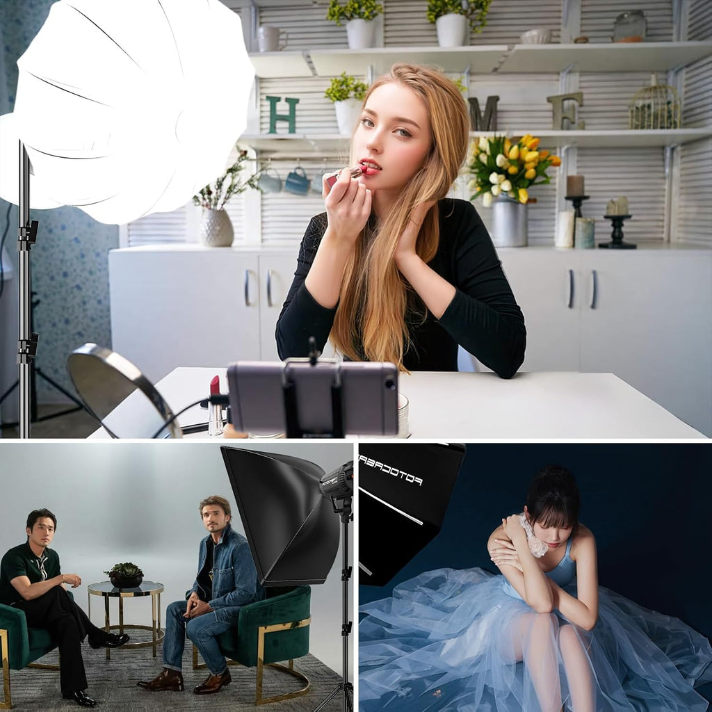 100W Bi-Color COB Photography Lighting Kit - Professional Studio Video Light with Softbox & Remote, 2800K-6500K, 32000 Lux for Portrait, Live Streaming, Content Creation