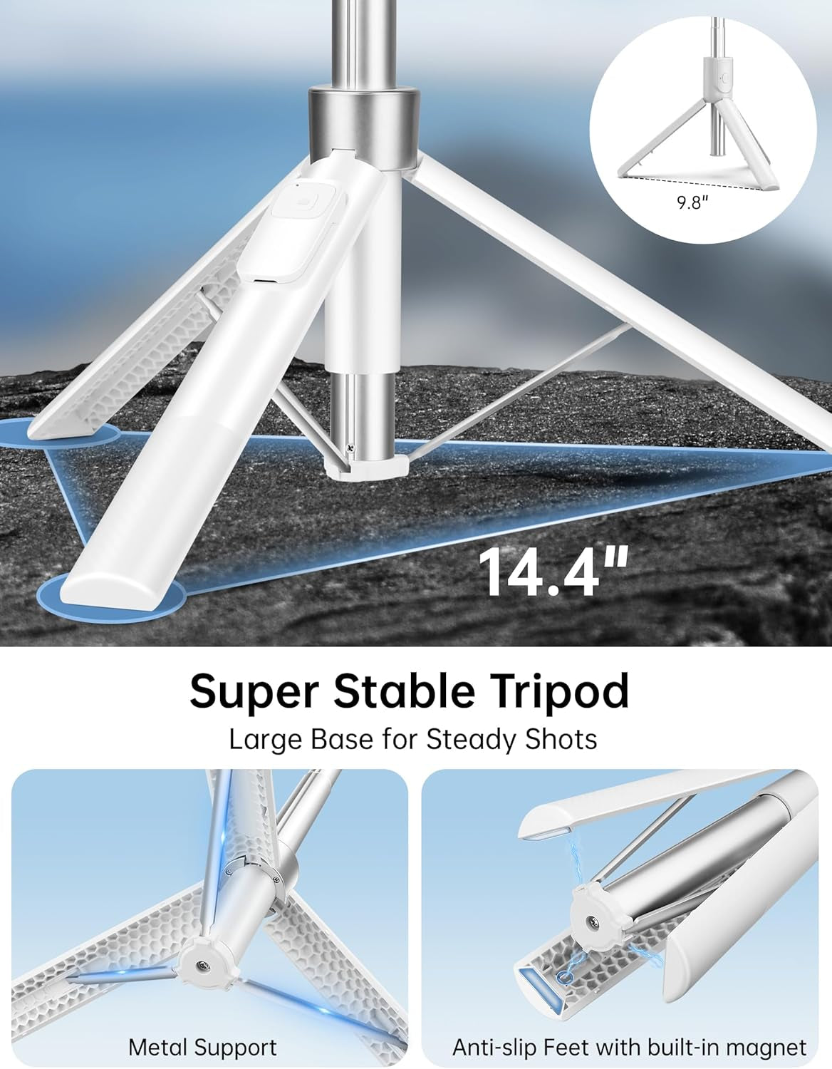 70" Magnetic Tripod for Iphone Magsafe, Extendable Selfie Stick Tripod | Rechargeable Remote & Magnetic Holder, 360° Rotatable Cell Phone Tripods Stand for Video Recording & Content Creation