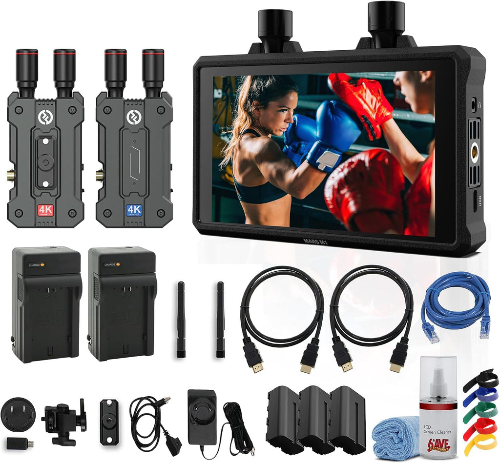 Mars M1 Enhanced 5.5 Inch Wireless Transmitter & Receiver Video Monitor + Mars 4K Transmission Kit, 450Ft Range, 4K30 Monitoring for Filmmaking and Content Creation (Bundle)