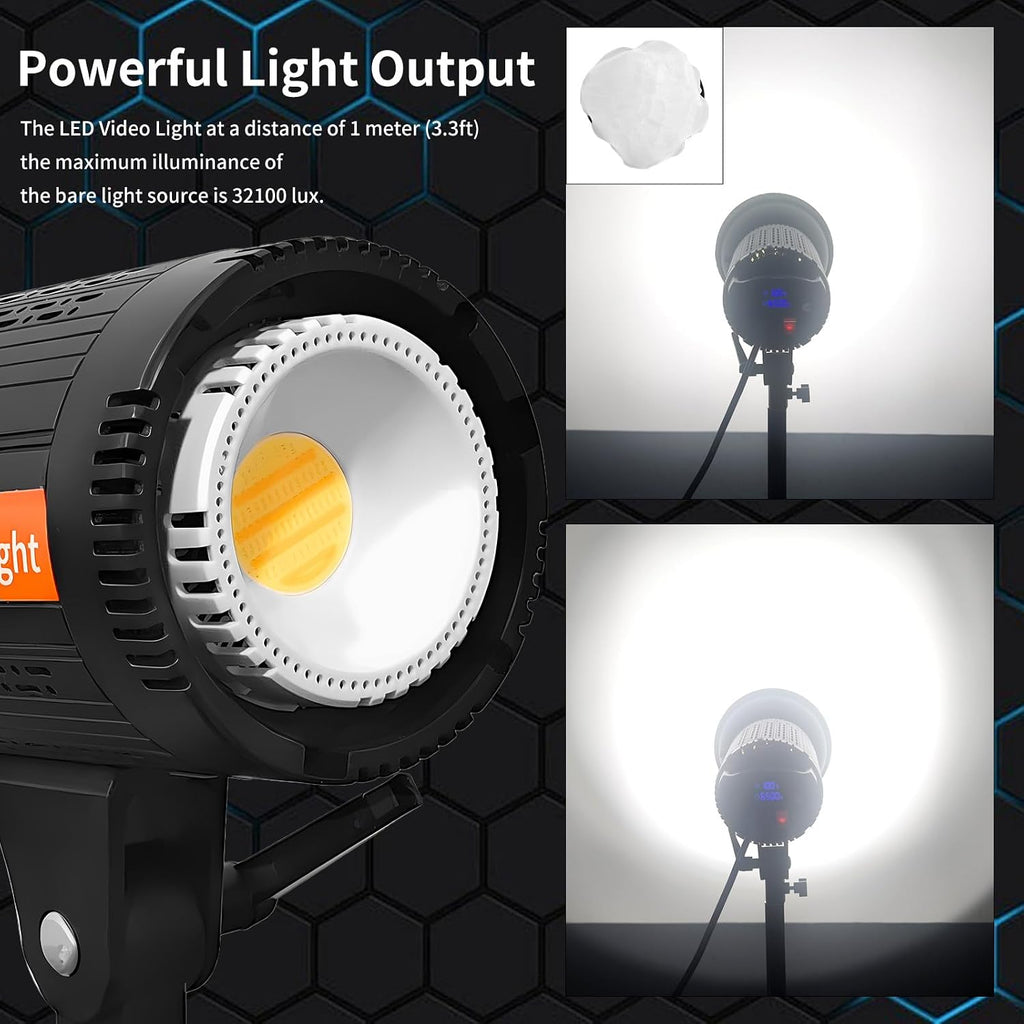 100W Bi-Color COB Photography Lighting Kit - Professional Studio Video Light with Softbox & Remote, 2800K-6500K, 32000 Lux for Portrait, Live Streaming, Content Creation