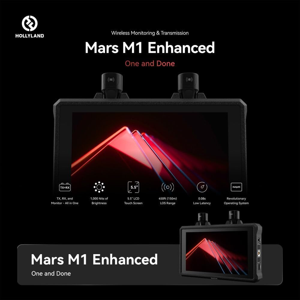 Mars M1 Enhanced 5.5 Inch Wireless Transmitter & Receiver Video Monitor + Mars 4K Transmission Kit, 450Ft Range, 4K30 Monitoring for Filmmaking and Content Creation (Bundle)