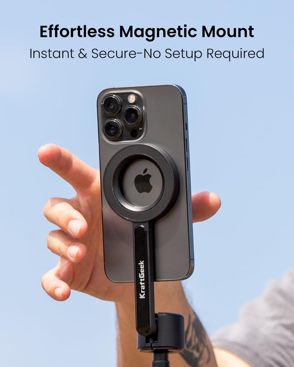 Magnetic Phone Tripod for Iphone, 64" Selfie Stick for Magsafe | N52 Magnetic Mount, Reinforced Aluminum, Portable Cell Phone Tripod Stand with Remote for Travel & Video Recording